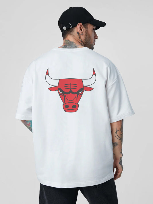 Chicago Bulls Oversized Drop Shoulder Tshirts Cup Print