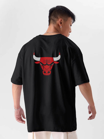 Chicago Bulls Oversized Drop Shoulder Tshirts Cup Print